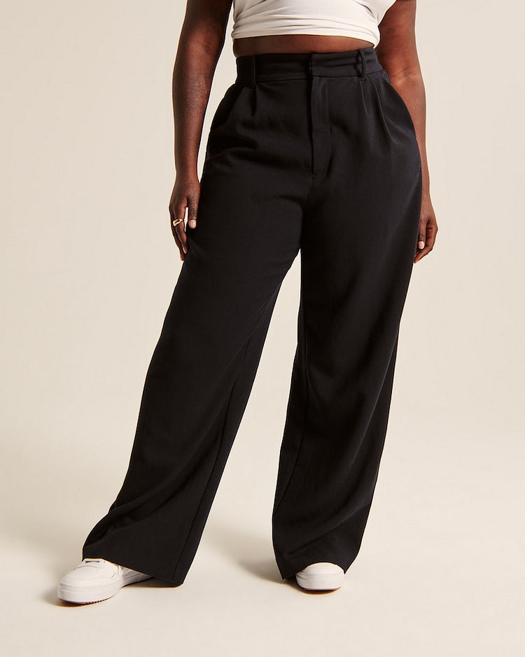 High Waist Straight Trousers With Pockets Wide Leg Casual Pants For Women vafini