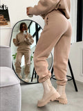 Women's Knitted Fleece Casual Suit Two-piece Set vafini