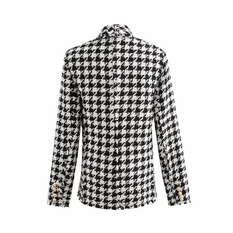 Houndstooth jacket women autumn retro thick plaid jacket vafini