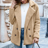 Loose Lapel Fluffy Coat Winter Button Jacket Cardigan Outwear For Women Clothing vafini