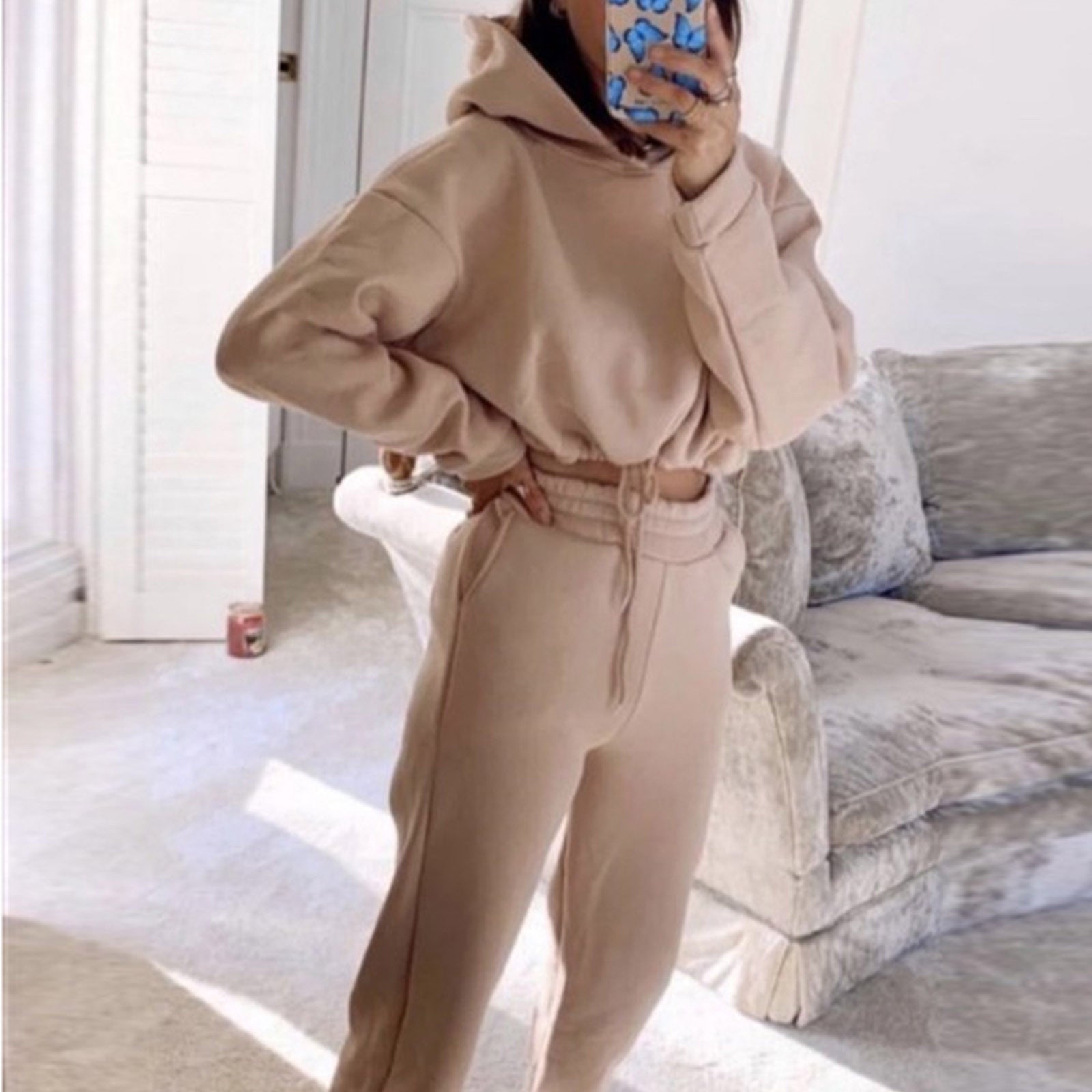 Jogging Suits For Women 2 Piece Sweatsuits Tracksuits Sexy Long Sleeve HoodieCasual Fitness Sportswear vafini