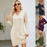 Long Twisted Basic Knitted Dress vafini