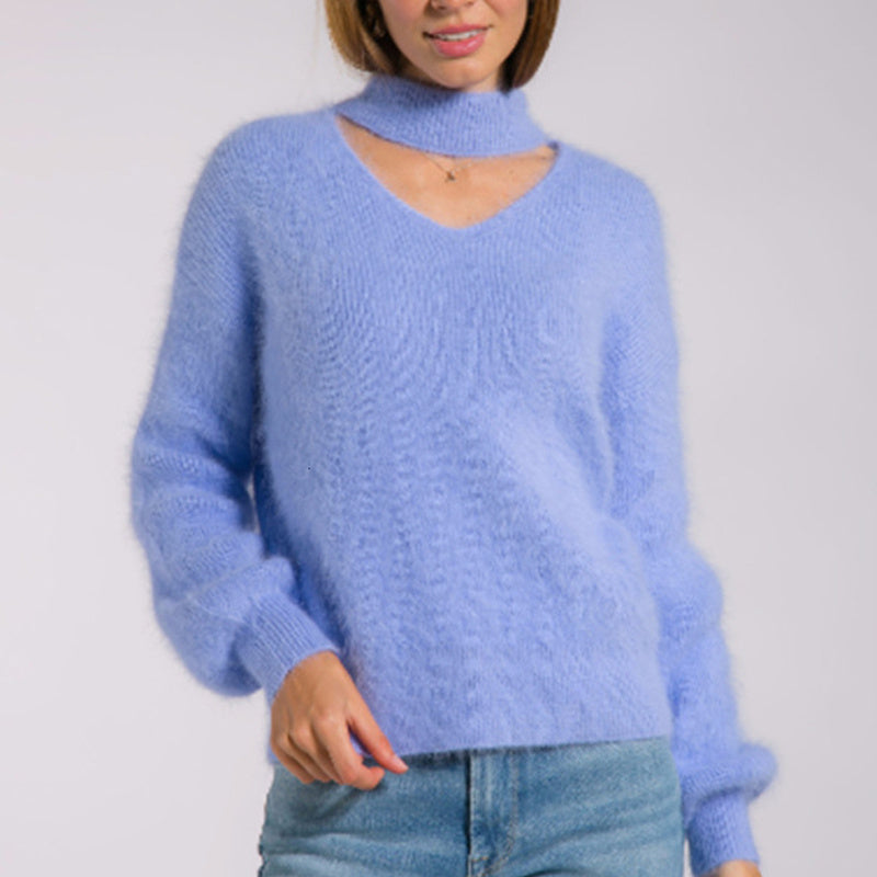 Fashion Turtleneck Sweater Women Blue Winter Clothes vafini