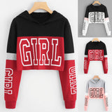 Crop Top Hoodie  Sweatshirt Hoodies Women Patchwork Lett vafini