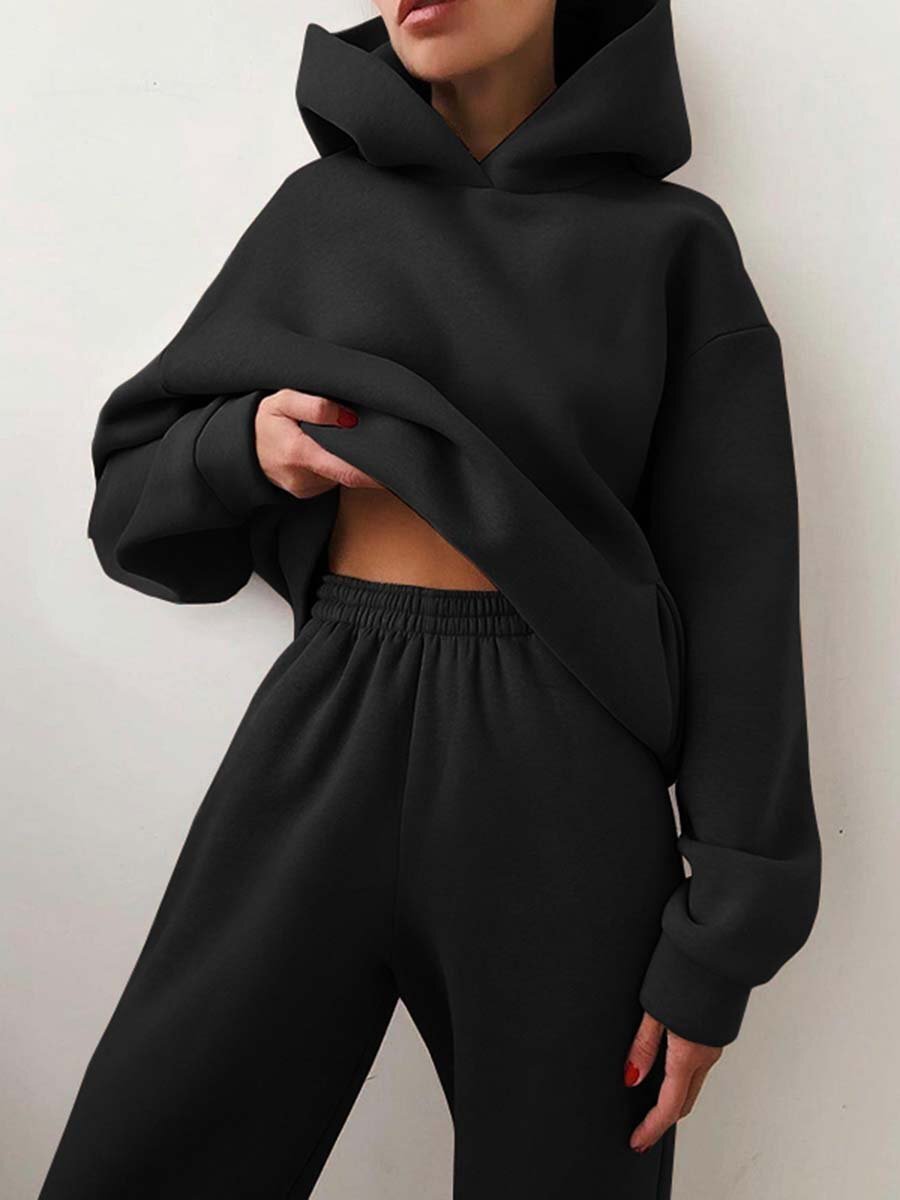 Women's Casual Hooded Sweater Two-piece Suit Clothes Hoodie Tracksuit vafini