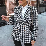 Houndstooth jacket women autumn retro thick plaid jacket vafini