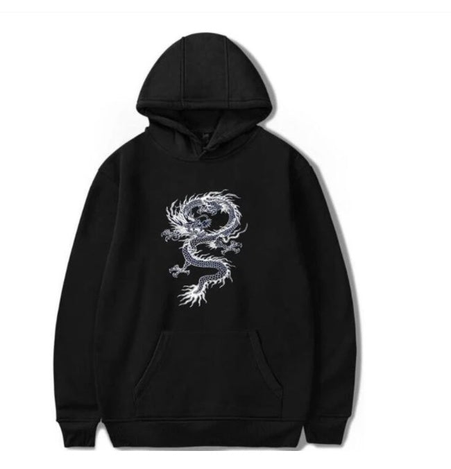 Hoodies Men's Chinese Dragon Print Hoodie Street Casual vafini