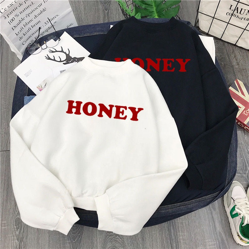 Honey Print Hoodies Winter Women vafini