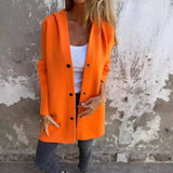 Casual Hooded Single-Breasted Cardigan Fashion Loose Solid Color Jacket Spring And Autumn Women's Clothing vafini