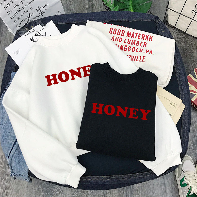 Honey Print Hoodies Winter Women vafini