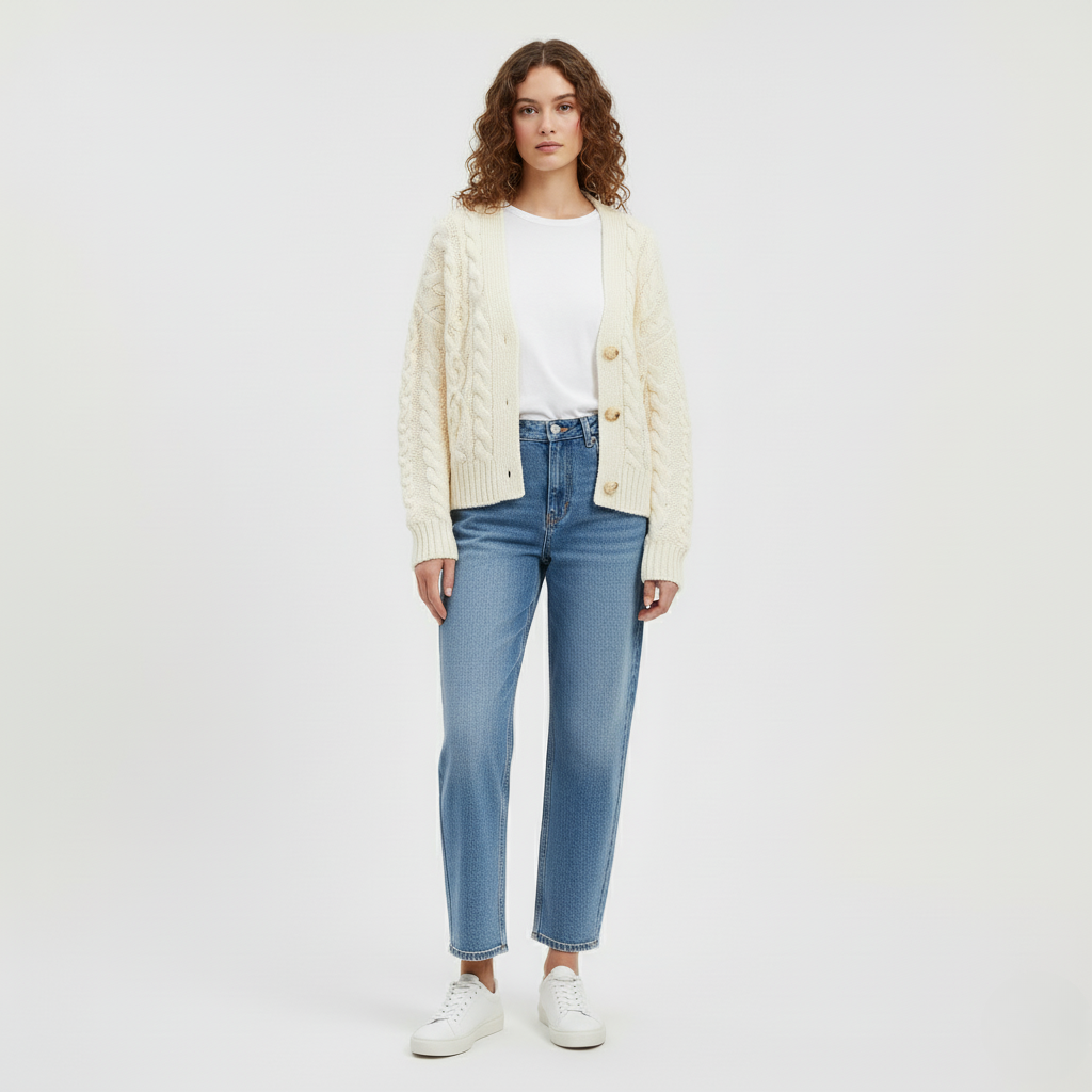 Women's Cable-Knit Button Cardigan