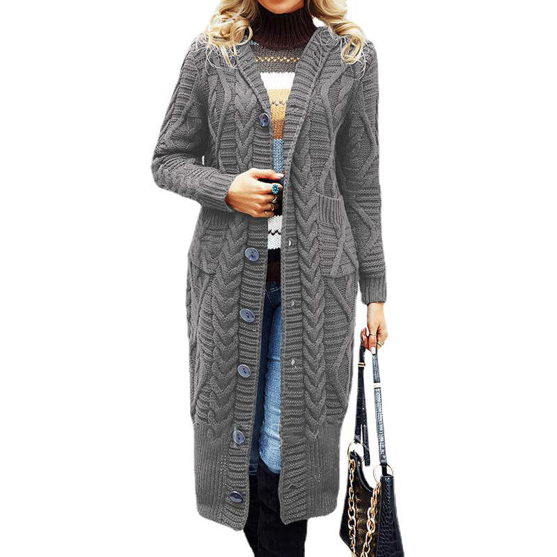 Wool Solid Color Cardigan Loose And Long Oversized Coat vafini