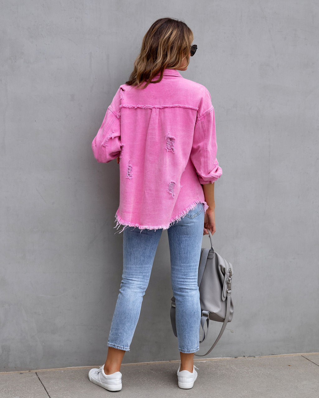 Fashion Ripped Shirt Jacket Female Autumn And Spring Casual Tops Womens Clothing vafini