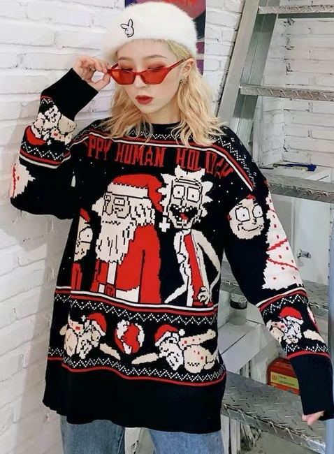 Christmas sweater couple loose jacquard sweater vafini