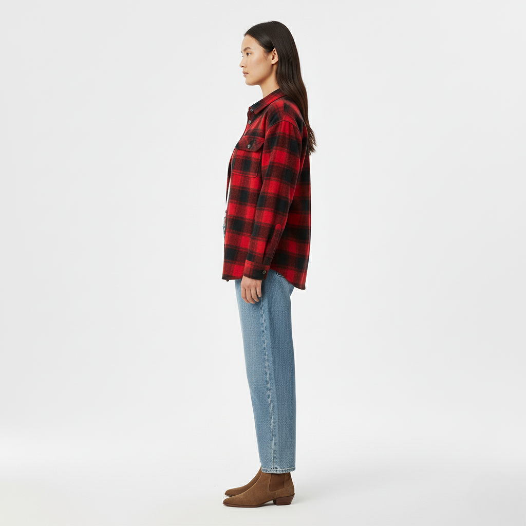 Women's Button-Front Plaid Overshirt