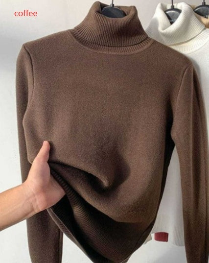 Turtle Neck Winter Sweater Women Elegant Thick Warm Female Knitted Pullover Loose Basic Knitwear vafini