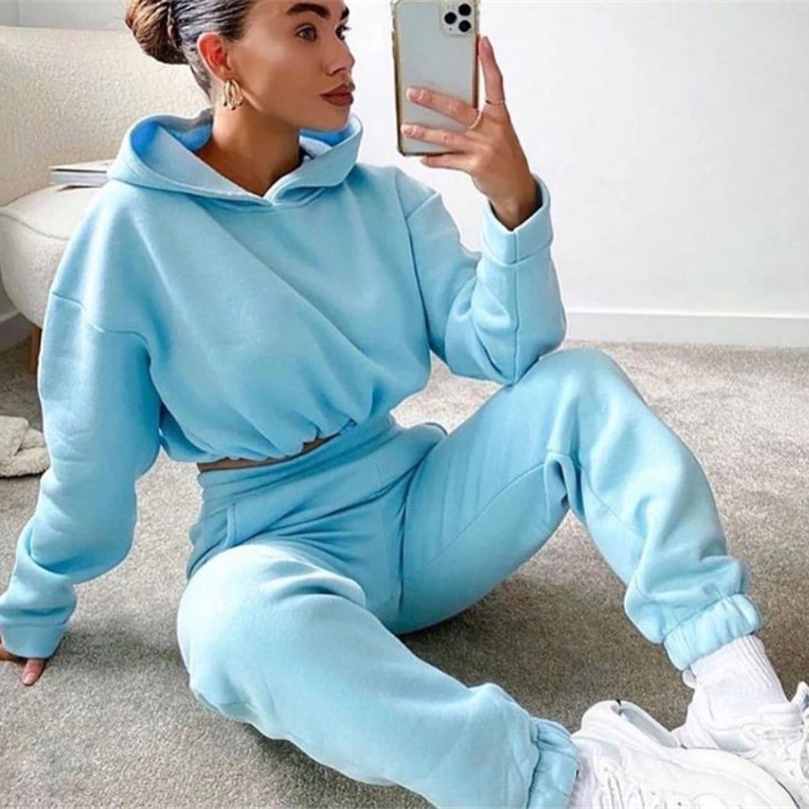 Jogging Suits For Women 2 Piece Sweatsuits Tracksuits Sexy Long Sleeve HoodieCasual Fitness Sportswear vafini