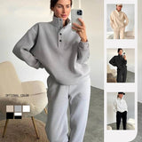 Oversized Solid Casual Pullovers Long Pant Set Warm Hoodie New Tracksuit Suit Fashion Pant Sets Sets For Women 2 Pieces vafini