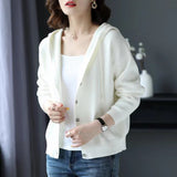 Hooded Sweater Coat Women Long Sleeve Single-breasted Sweaters Clothes vafini