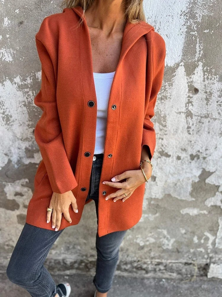 Casual Hooded Single-Breasted Cardigan Fashion Loose Solid Color Jacket Spring And Autumn Women's Clothing vafini