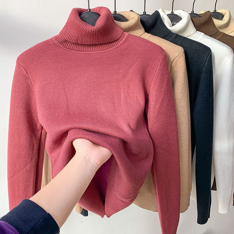 Turtle Neck Winter Sweater Women Elegant Thick Warm Female Knitted Pullover Loose Basic Knitwear vafini