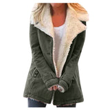 Women Plus Size Warm Coats Composite Plush Button Lapels Jacket Outwearcoat vafini