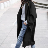 Casual Long Jacket With Pockets Solid Color Single Breasted Lapel Woolen Coat For Women Warm Winter Clothing vafini