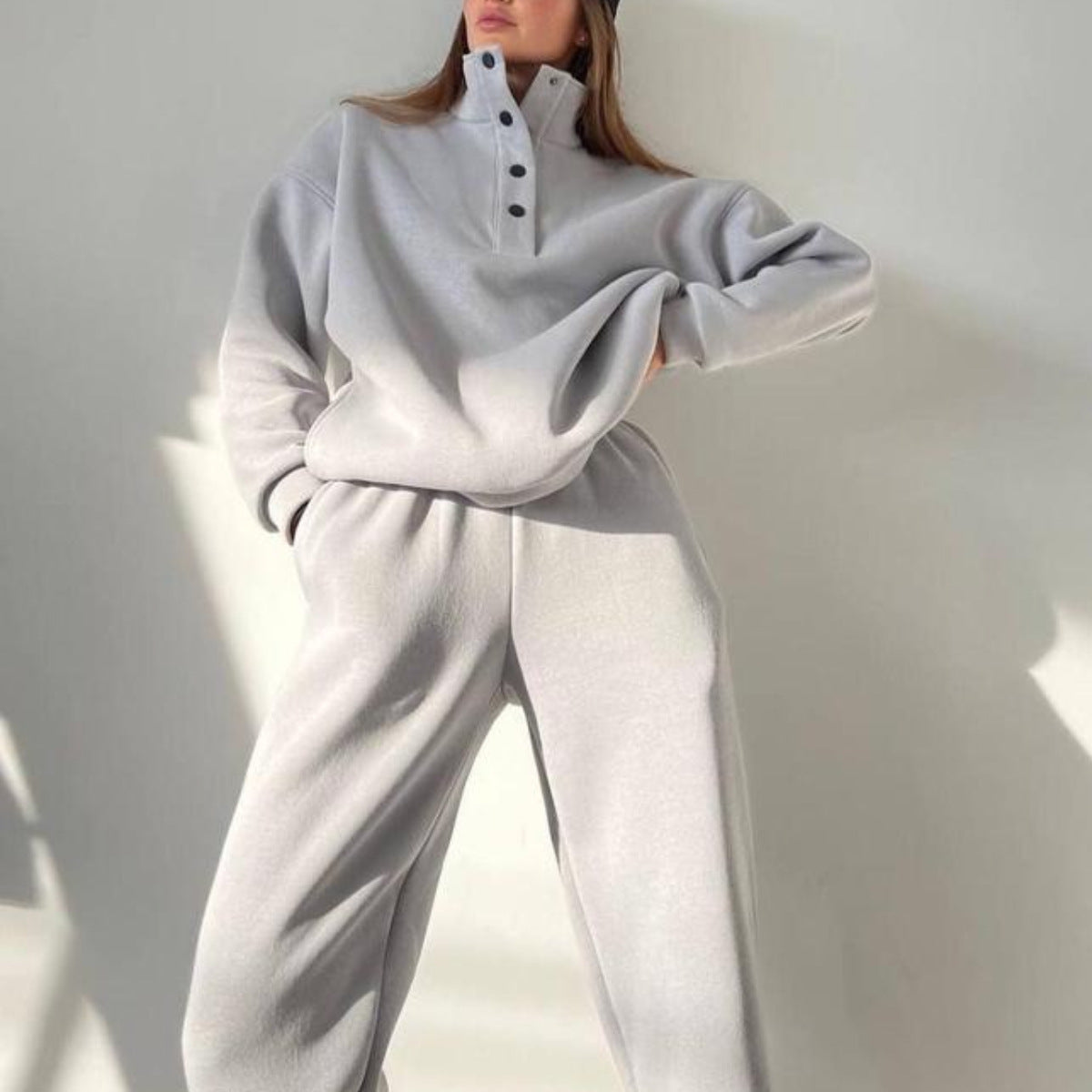 Oversized Solid Casual Pullovers Long Pant Set Warm Hoodie New Tracksuit Suit Fashion Pant Sets Sets For Women 2 Pieces vafini