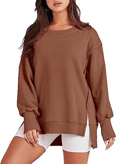 Solid Oversized Sweatshirt Crew Neck Long Sleeve Pullover Hoodies Tops Fashion Fall Women Clothes Winter vafini