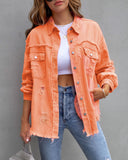 Fashion Ripped Shirt Jacket Female Autumn And Spring Casual Tops Womens Clothing vafini