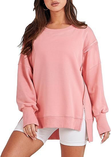 Solid Oversized Sweatshirt Crew Neck Long Sleeve Pullover Hoodies Tops Fashion Fall Women Clothes Winter vafini