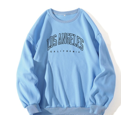 Letter Print Crew Neck Pullover Sweatshirt vafini