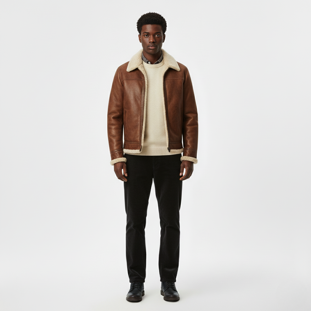 Men's Fleece-Collar Aviator Jacket