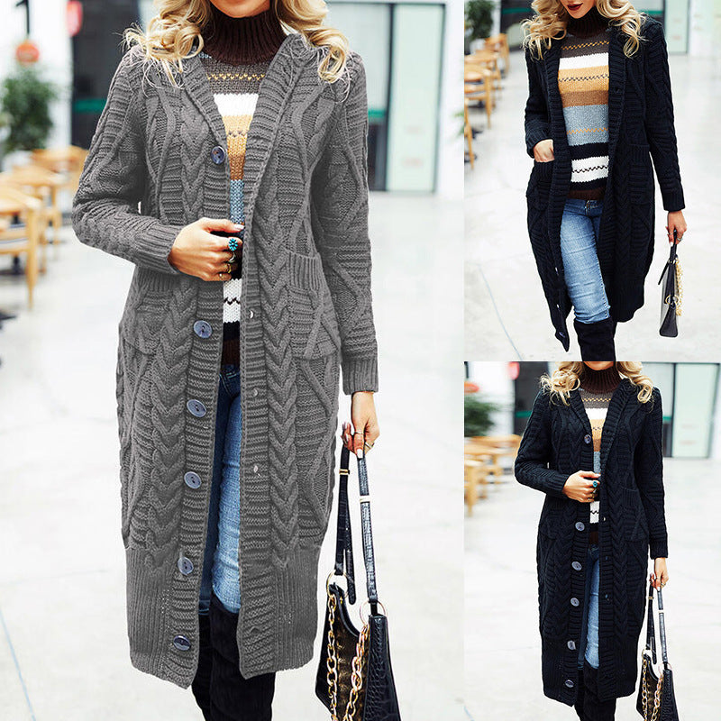 Wool Solid Color Cardigan Loose And Long Oversized Coat vafini