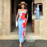 Slim Slit Tube Long Dress Summer Sexy Pint Party Beach Dresses Women's Clothing vafini