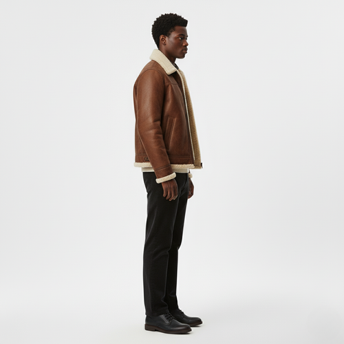 Men's Fleece-Collar Aviator Jacket