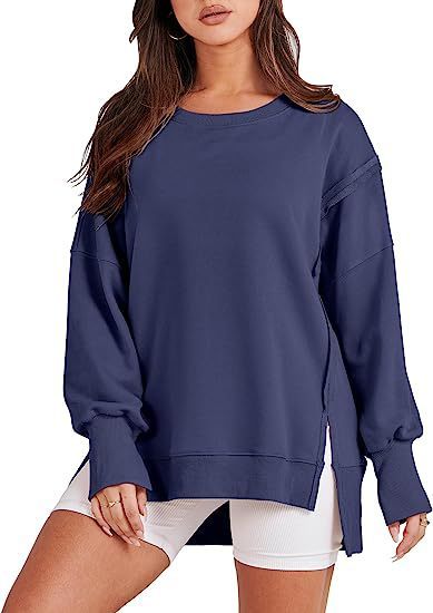 Solid Oversized Sweatshirt Crew Neck Long Sleeve Pullover Hoodies Tops Fashion Fall Women Clothes Winter vafini