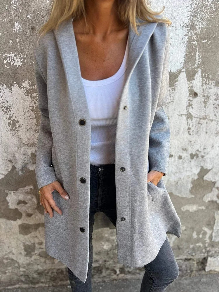 Casual Hooded Single-Breasted Cardigan Fashion Loose Solid Color Jacket Spring And Autumn Women's Clothing vafini