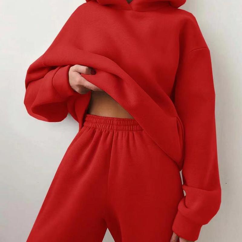 Women's Casual Hooded Sweater Two-piece Suit Clothes Hoodie Tracksuit vafini