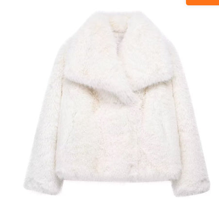 Winter Plush Coat Fashion Thicken Lapel Outwear Casual Long Sleeve Tops Womens Clothing vafini