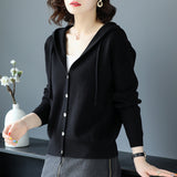 Hooded Sweater Coat Women Long Sleeve Single-breasted Sweaters Clothes vafini