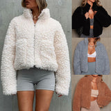 Fashion Cashmere Cardigan Short Jacket Lamb Wool Coat Women vafini