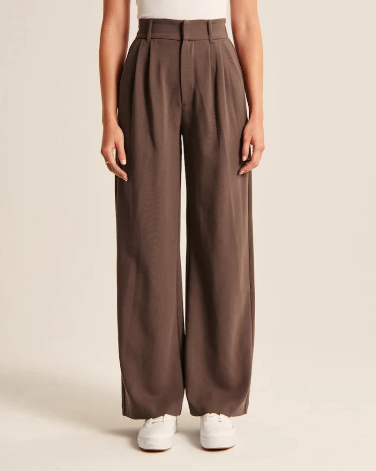 High Waist Straight Trousers With Pockets Wide Leg Casual Pants For Women vafini