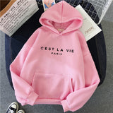 Loose Hooded Sweater Student Hoodie With Letter Print Sports Tops vafini