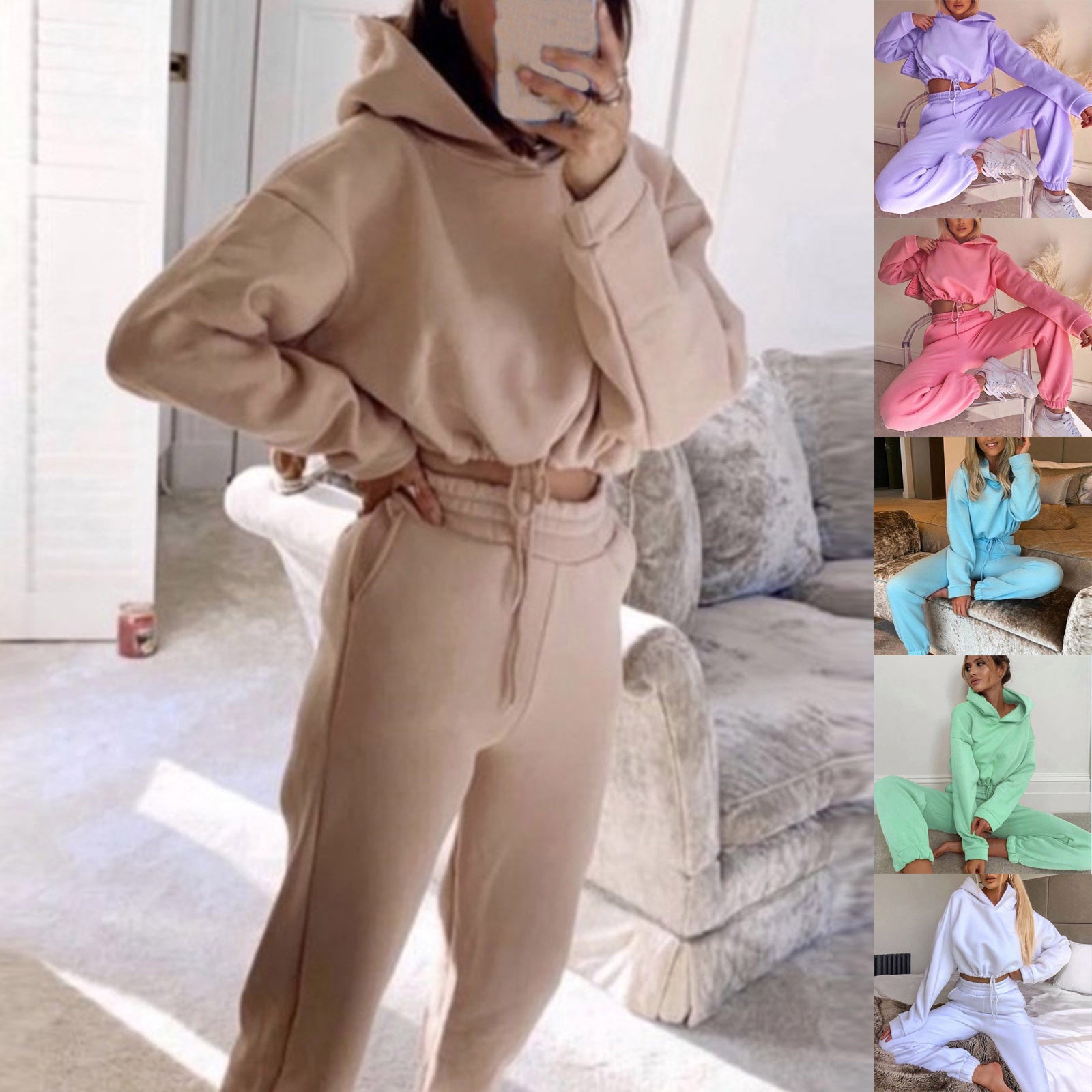 Jogging Suits For Women 2 Piece Sweatsuits Tracksuits Sexy Long Sleeve HoodieCasual Fitness Sportswear vafini