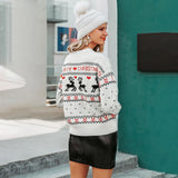 Cute Elk Heart Print Sweater Women Fashion Pullover Christmas Knitted Sweater Winter Tops vafini