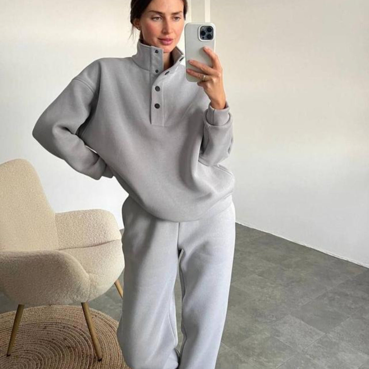 Oversized Solid Casual Pullovers Long Pant Set Warm Hoodie New Tracksuit Suit Fashion Pant Sets Sets For Women 2 Pieces vafini