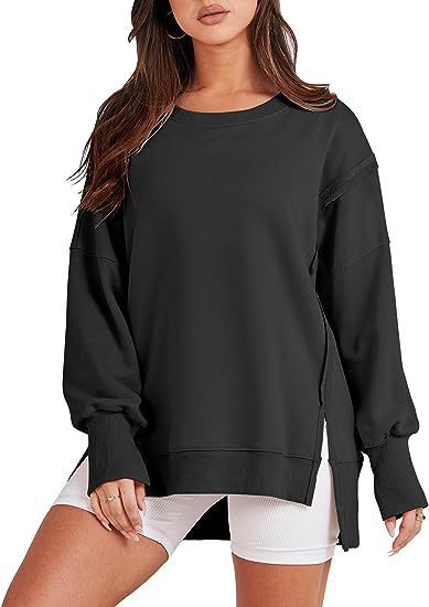 Solid Oversized Sweatshirt Crew Neck Long Sleeve Pullover Hoodies Tops Fashion Fall Women Clothes Winter vafini