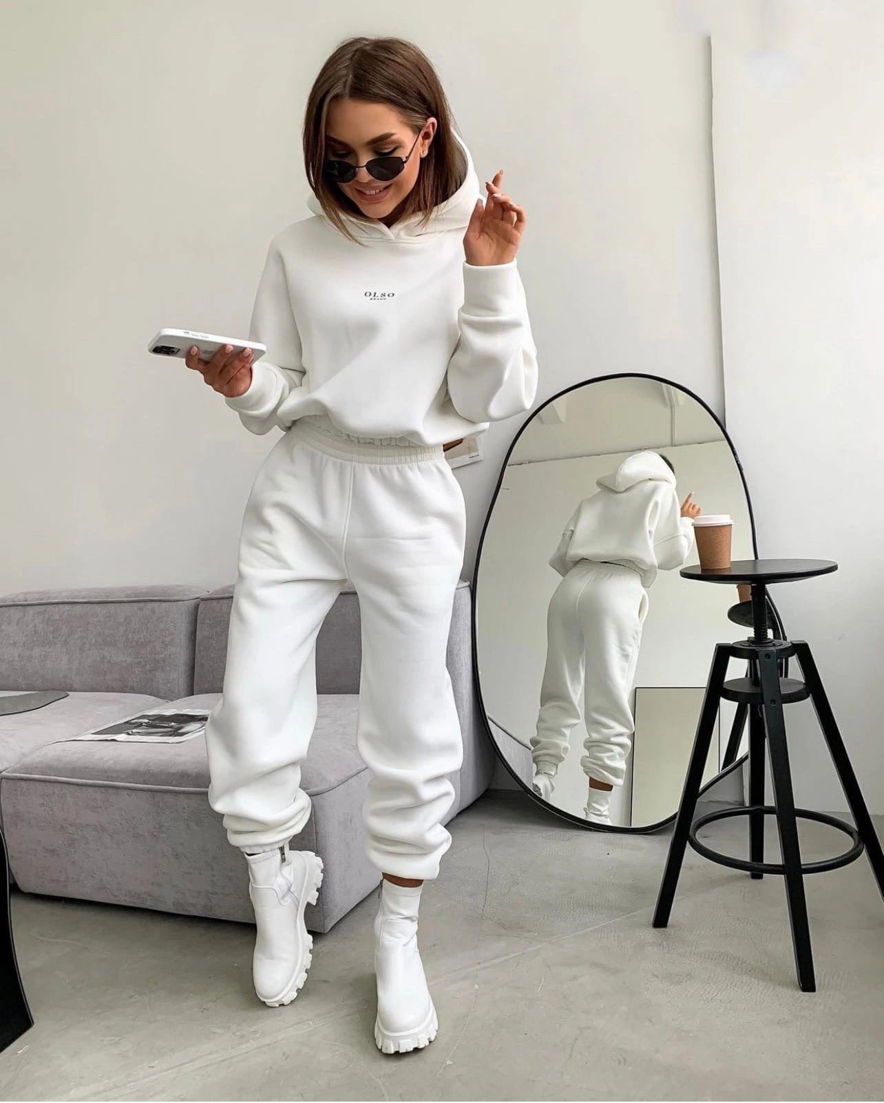 Women's Knitted Fleece Casual Suit Two-piece Set vafini