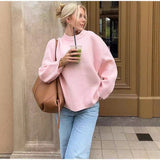 Sweet Crew Neck Pullover Sweater Winter Fashion Loose Long-sleeved Tops For Women Clothing vafini